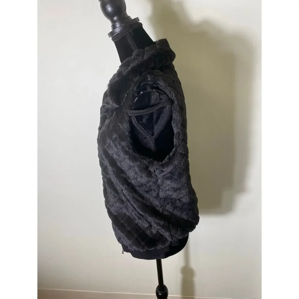 David Lerner NY Faux Fur Black Vest Sz XS - Picture 2 of 5